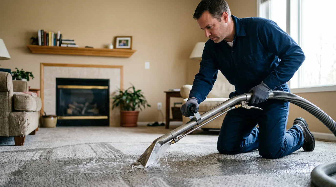 Water damage restoration technician working near Rockingham, NC